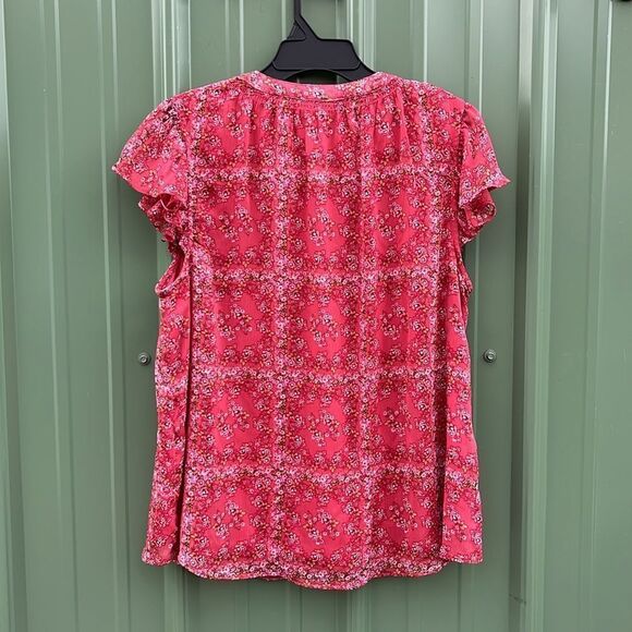 Lauren Conrad Sheer Lined Ruffled Sleeve Blouse Size M - Picture 3 of 4